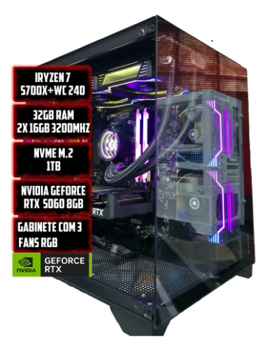 Pc Gamer Ryzen 7 5700x, 32gb Ram, Nvme 1tb, Rtx 5060 8gb 1 Tb 32 Gb Nvidia Rtx 5060 8gb