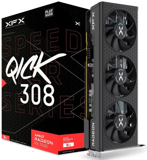 Placa de Vídeo RX 7600 Series Graphics Cards XFX AMD Radeon, 8GB GDDR6 - RX-76PQICKBY