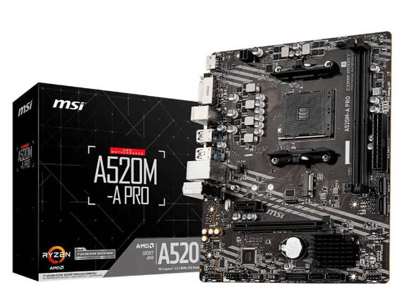Placa-Mãe MSI A520M-A PRO, AMD AM4, mATX, DDR4, Preto - A520M-A PRO
